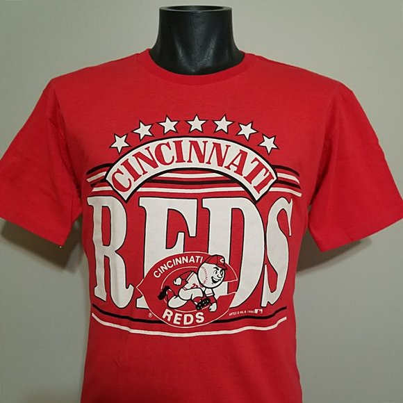 Vintage 1990 Cincinnati Reds T Shirt M Mens Single Stitch 90s USA Baseball Tee - Picture 1 of 5